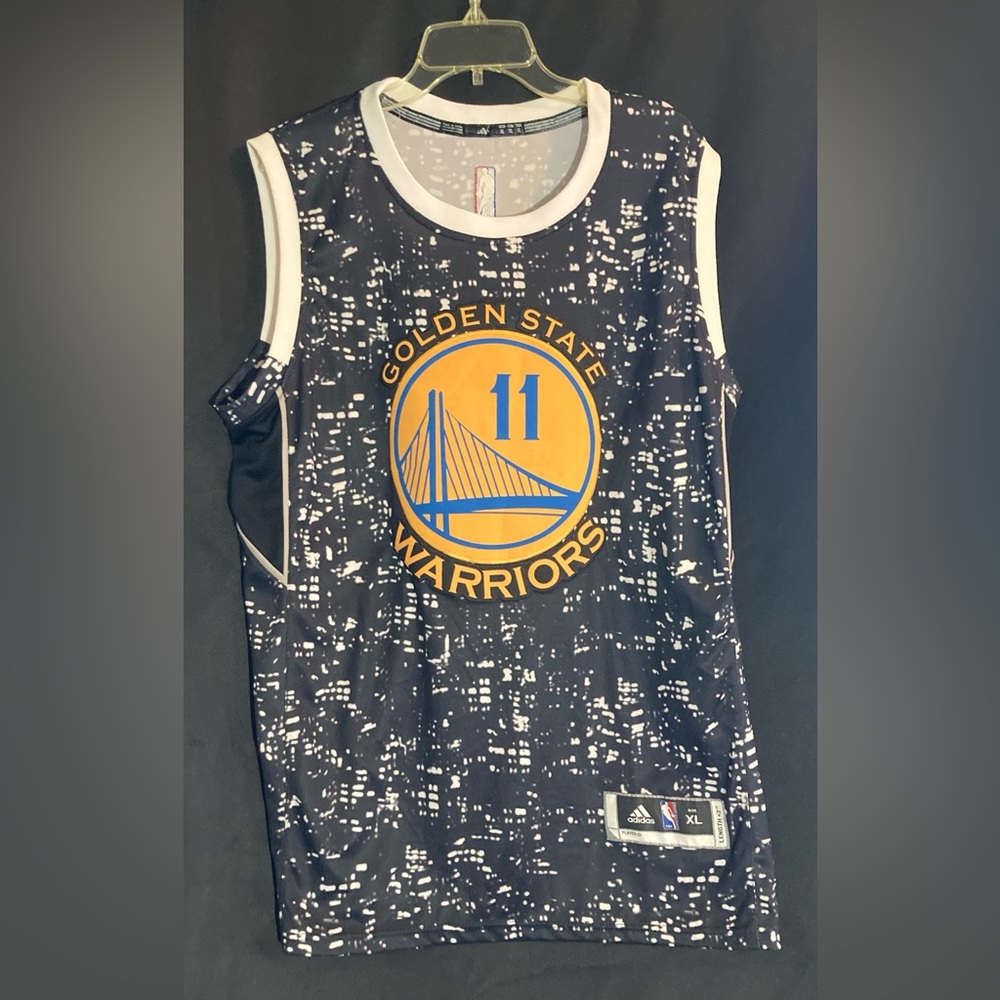 Adidas adult Golden State Warriors Black and Gold Jersey.